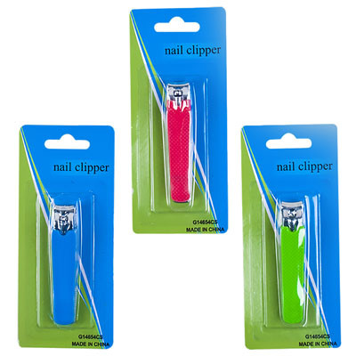 NAIL CLIPPER 3IN METAL W/COLOR GRIP 3AST 12 PC MDSGSTRIP/HBABLISTER BLUE/PINK/GREEN