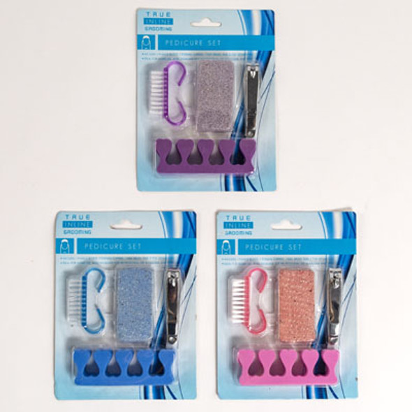 PEDICURE SET 5PK 3AST COLORS W/PUMICE/CLIP/BRUSH/SEPARATORS NEW HBA BLC/PURPLE/PINK/BLUE PEDICURE SET 5PK 3AST COLORS W/PUMICE/CLIP/BRUSH/SEPARATORS NEW HBA BLC/PURPLE/PINK/BLUE