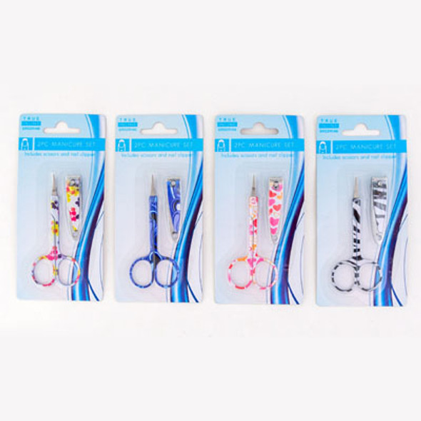 MANICURE SET 2PC NAIL CLIPPER &CUTICLE SCISSORS 4AST PRINTS HBA BLC MANICURE SET 2PC NAIL CLIPPER &CUTICLE SCISSORS 4AST PRINTS HBA BLC