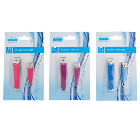 NAIL CLIPPER 2PC SET W/SOFT GRIP HBA GROOMING BLISTER 3AST COLORS PURPLE/PINK/BLUE TRIM NAIL CLIPPER 2PC SET W/SOFT GRIP HBA GROOMING BLISTER 3AST COLORS PURPLE/PINK/BLUE TRIM