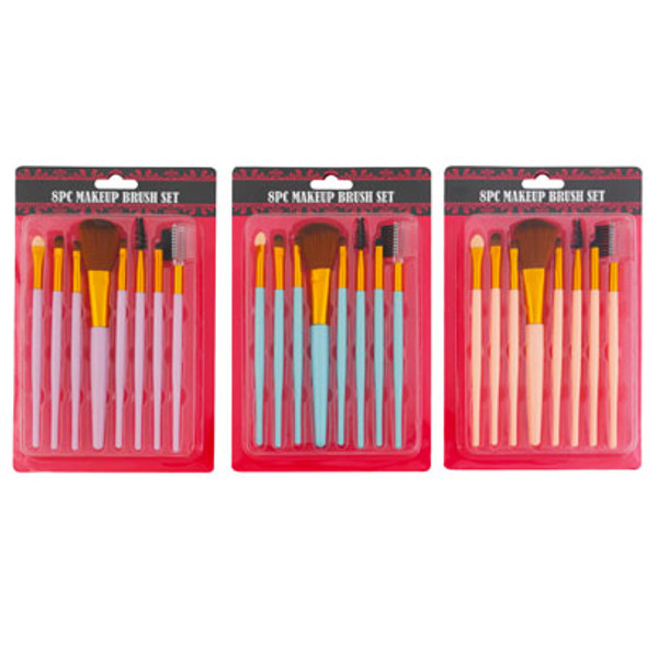 MAKEUP BRUSH 8PC SET 3AST COLORS HBA BLISTER MAKEUP BRUSH 8PC SET 3AST COLORS HBA BLISTER