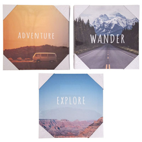 WALL ART CANVAS MOTIVATIONAL 7.87SQ IN 3AST SHRINK W/LABELMDF/CANVAS COMPLY LABEL