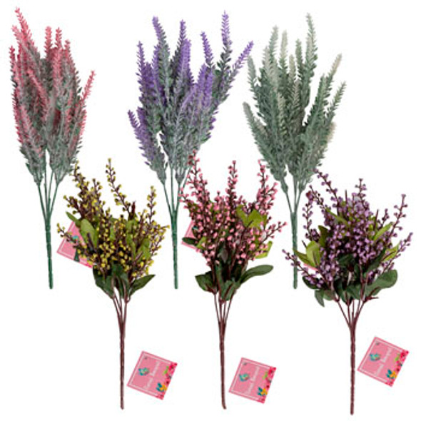 FLORAL BOUQUET FILLER 2AST BERRY OR LAVENDER SPRAY EA IN 3 COLORS5-STEM 13-14IN/SPRING HT