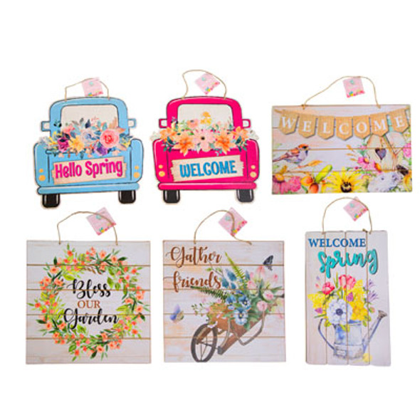 SPRING/WELCOME WALL PLAQUES6AST HT/MDF COMPLY LABEL