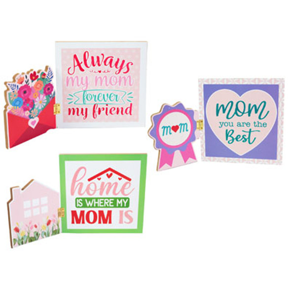 TABLE DECOR MOTHER'S DAY MDF HINGED 3AST 13 X 0.4 X 7.9IN UPC/MDF COMPLY LABEL TABLE DECOR MOTHER'S DAY MDF HINGED 3AST 13 X 0.4 X 7.9IN UPC/MDF COMPLY LABEL