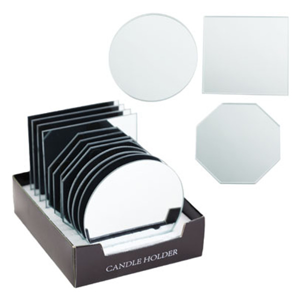 CANDLE PLATE MIRROR 4.5IN ROUND/SQUARE/OCTAGONAL 12PC PDQ UPC LABEL CANDLE PLATE MIRROR 4.5IN ROUND/SQUARE/OCTAGONAL 12PC PDQ UPC LABEL
