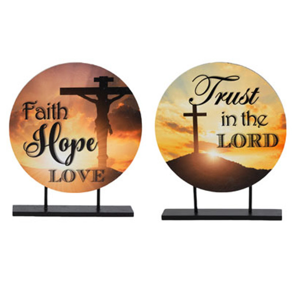 RELIGIOUS TABLE DECOR 2AST MDFROUND PLAQUE ON BASE STOCKLOT9.4 X 11.2IN RELIGIOUS TABLE DECOR 2AST MDFROUND PLAQUE ON BASE STOCKLOT9.4 X 11.2IN