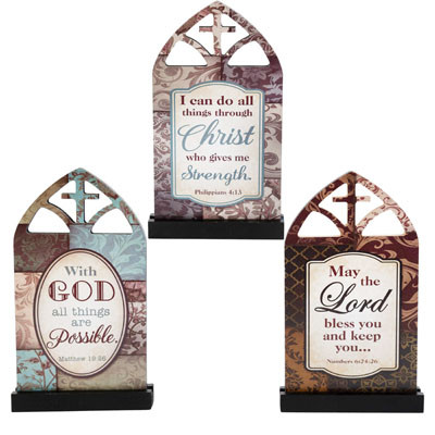 RELIGIOUS TABLE DECOR MDF 3AST CATHEDRAL CUTOUT 6X10 STOCKLOT
