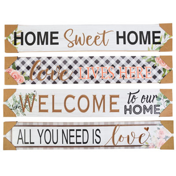 WALL PLAQUE ENCARVED 31.5 X 5HORIZONTAL LOVE/HOME 4AST/LABELSTOCKLOT