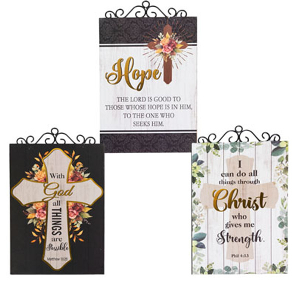 RELIGIOUS WALL PLAQUE 3AST7.8 X 13.5 DECORATIVE SCROLLINGSTOCKLOT