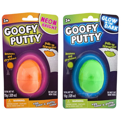 GOOFY PUTTY BOUNCES/STRETCHES 2AST NEON ORANGE/GID BLISTERCRDAGES 5+