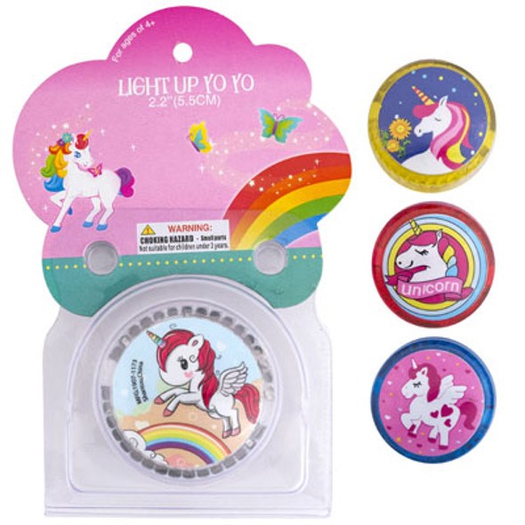 YO-YO LIGHT-UP UNICORN 4AST CLR ASST 2-SIDED PRINTS/CLAMPACK/HDR YO-YO LIGHT-UP UNICORN 4AST CLR ASST 2-SIDED PRINTS/CLAMPACK/HDR