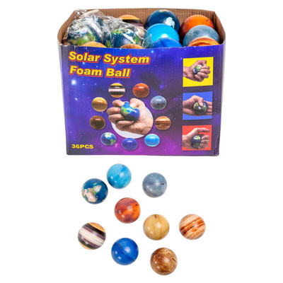 BALL FOAM SOLAR SYSTEM 9AST 2.36IN 36PC PDQ/OPP BAG LABEL