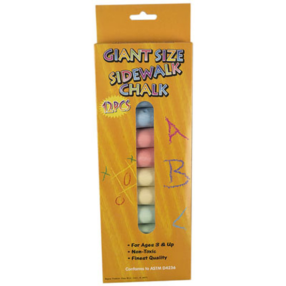 CHALK SIDEWALK JUMBO 12CT 6ASST COLORS IN PRINTED WINDOW BOX LOGO4INCH EACH CHALK SIDEWALK JUMBO 12CT 6ASST COLORS IN PRINTED WINDOW BOX LOGO4INCH EACH