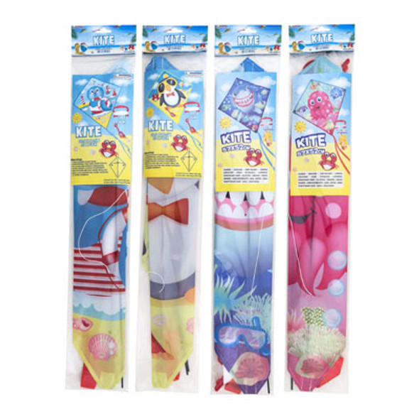 KITE 4AST DIAMOND SHAPE SEACREATURES 22 X 20IN/36M STRINGNYLON/POLYESTER PB INSERT CARD KITE 4AST DIAMOND SHAPE SEACREATURES 22 X 20IN/36M STRINGNYLON/POLYESTER PB INSERT CARD