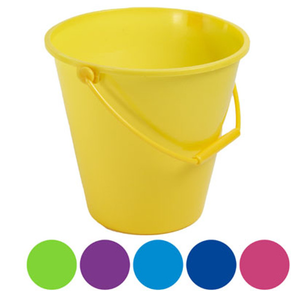 BUCKET W/HANDLE 6AST SOLID COLORS/UPC LABEL 7 X 7 INCHES AGES 3+ BUCKET W/HANDLE 6AST SOLID COLORS/UPC LABEL 7 X 7 INCHES AGES 3+