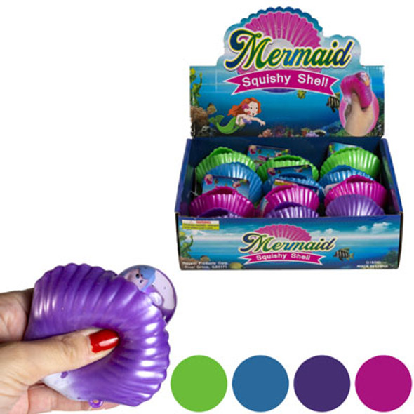 SQUISHY SEASHELL W/MERMAID &GLITTER INSIDE 4ASTCLR 12PC PDQHANGTAG SQUISHY SEASHELL W/MERMAID &GLITTER INSIDE 4ASTCLR 12PC PDQHANGTAG