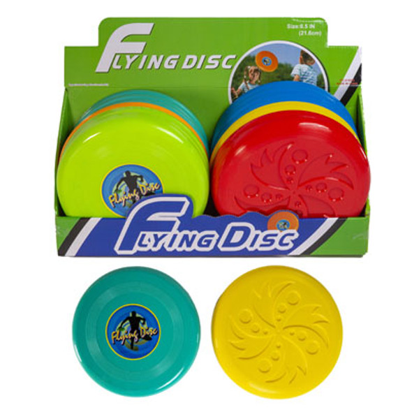 FLYING DISC 8.5IN 2AST STYLES EACH IN 3 COLORS 24PC PDQ