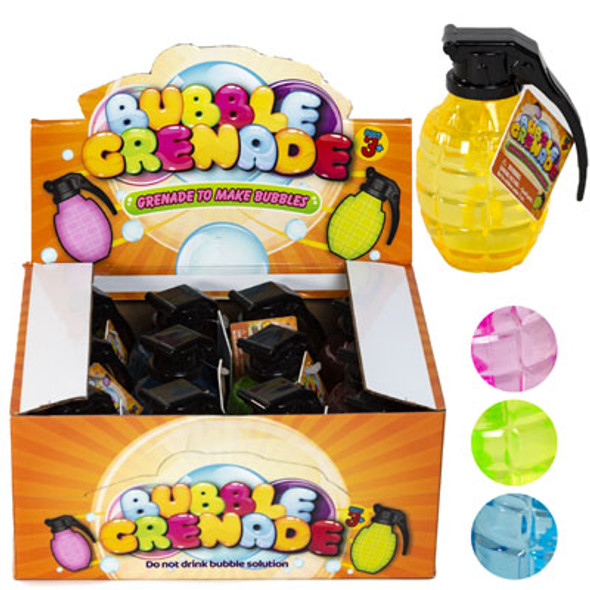 BUBBLES GRENADE SHAPE 4AST CLRS 3.38OZ/100ML 12PC PDQ/HANGTAG BUBBLES GRENADE SHAPE 4AST CLRS 3.38OZ/100ML 12PC PDQ/HANGTAG