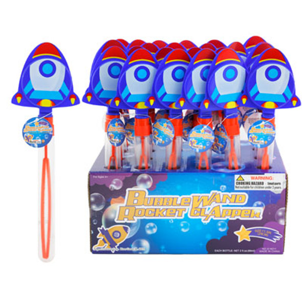 BUBBLE WAND W/ROCKET CLAPPER 11.5IN 2OZ 24PC PDQ 2 OZ BUBBLE WAND W/ROCKET CLAPPER 11.5IN 2OZ 24PC PDQ 2 OZ