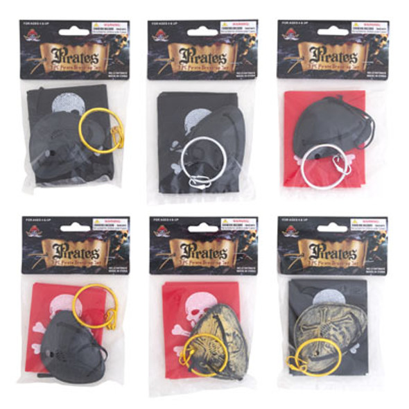 PIRATE PATCH SET 3PC 6ASST W/2AST NONWOVEN SCARF/EARRING/PATCH ON 12PC MDSG STRIP/PBH