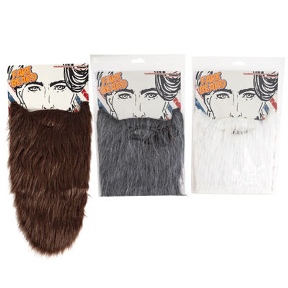 BEARD FAKE 3ASST EXTRA LONG 14IN GREY/WHITE/BRWN W/ELASTICSTRING INSERT CARD PBH BEARD FAKE 3ASST EXTRA LONG 14IN GREY/WHITE/BRWN W/ELASTICSTRING INSERT CARD PBH