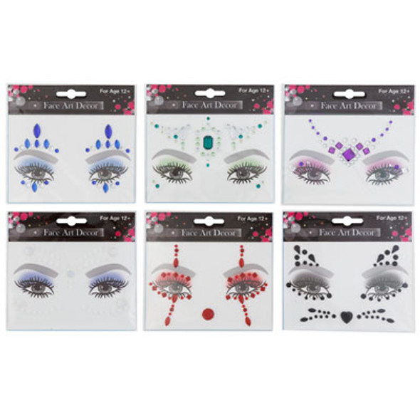 FACE ART EYE GEMS 6ASST STYLES 12PC MDSGSTRIP PB/INSERT CARD 24PC POLYBAG INNER FACE ART EYE GEMS 6ASST STYLES 12PC MDSGSTRIP PB/INSERT CARD 24PC POLYBAG INNER