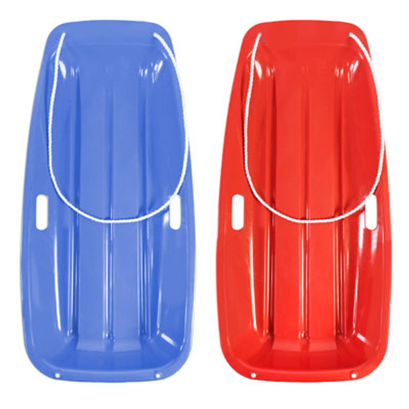 SNOW SLED 35IN PLASTIC W/CARRY STRING 17IN W X 34.625 H RED/BLUE HANGTAG SNOW SLED 35IN PLASTIC W/CARRY STRING 17IN W X 34.625 H RED/BLUE HANGTAG