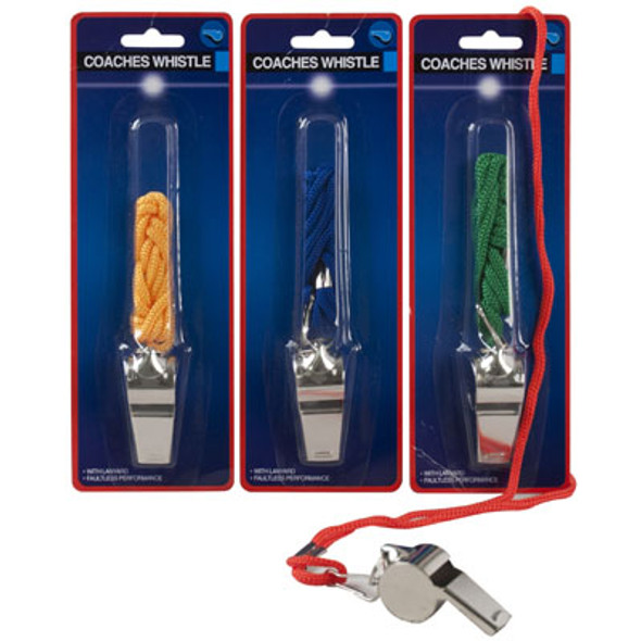 COACH WHISTLE METAL TRADITIONAL STYLE W/4AST COLOR CORD BLC COACH WHISTLE METAL TRADITIONAL STYLE W/4AST COLOR CORD BLC