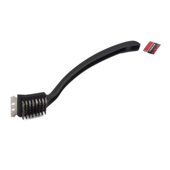 BBQ GRILL BRUSH 17IN CURVED HANDLE S/S HEAD BBQ HANGTAG