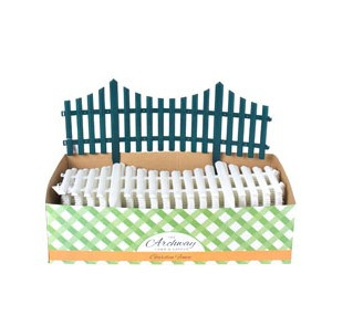 GARDEN PICKET FENCE BORDER 24X13 GREEN OR WHITE 95GM/24PC PDQ GARDEN HT