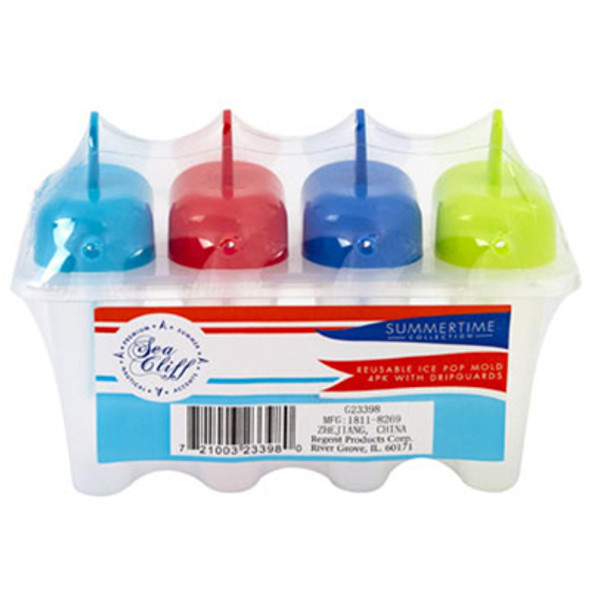 ICE POP MOLD 4PK W/REUSABLE STIX & DRIPGUARD SHRINK/SUMMERLAB FOR FRUIT/YOGURT AND JUICE