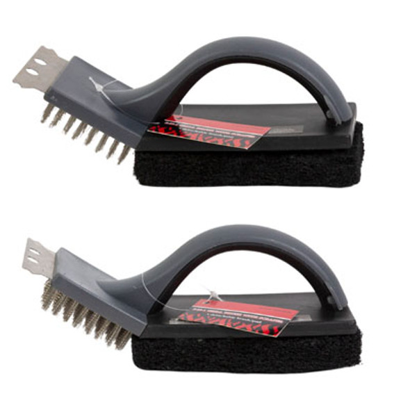 GRILL BRUSH 3-N-1 SCRAPER W/DETACHABLE BRUSH/PAD BBQ/HT7.6IN L X  3IN H/STOCKLOT