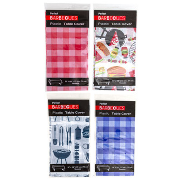 TABLECOVER PE 54X108 4AST BBQ FULL PRINTS/PRINTED PB2 BBQ & 2 PLAID PRINTS TABLECOVER PE 54X108 4AST BBQ FULL PRINTS/PRINTED PB2 BBQ & 2 PLAID PRINTS