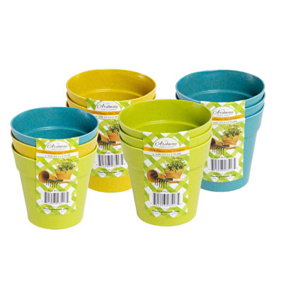 PLANTER 3PK ECOFRIENDLY BAMBOO FIBER 4AST COMBOS 3.3DX3.1H COLOR LABEL