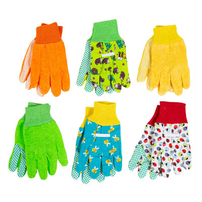 GARDEN GLOVE KIDS 6AST 3PRINTS/3 SOLIDS L&G TCD
