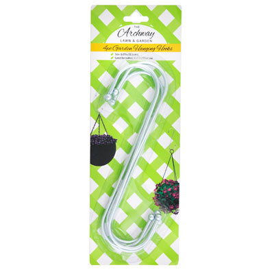 GARDEN HANGING S-HOOK 4PK IRON 8.07IN L&G BLISTERCARD