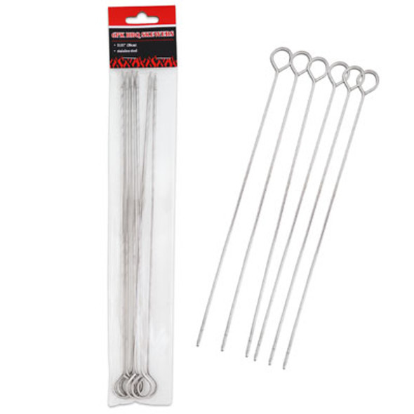 STAINLESS STEEL BBQ SKEWER 6PK 11.8IN BBQ PVC BAG W/PROTECTIVE TIP COVERS