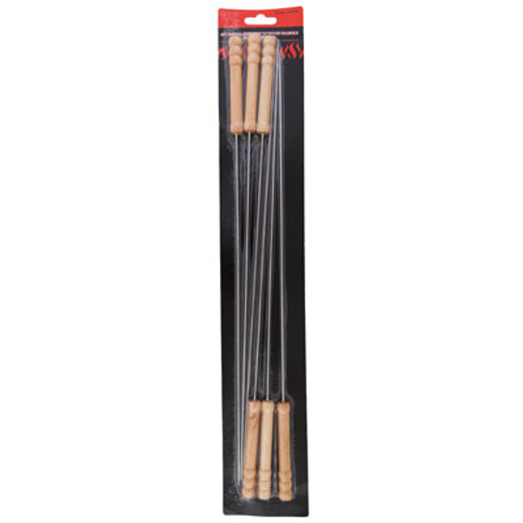 SKEWER METAL W/WOOD HANDLE 6PK 18.3IN BLISTERCARD