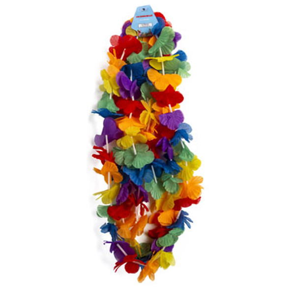 LUAU LEI RAINBOW 3PK POLYESTER 20IN BARBELL HEADER
