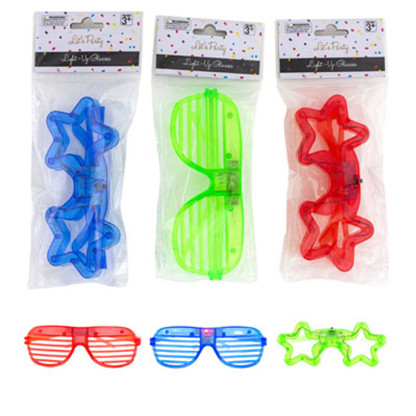 LITE UP BLINK GLASSES STAR/GRILL MULT CLR LT 6AST 3CLR/2STYLE OPP BAG W/HEADER INSERT LITE UP BLINK GLASSES STAR/GRILL MULT CLR LT 6AST 3CLR/2STYLE OPP BAG W/HEADER INSERT