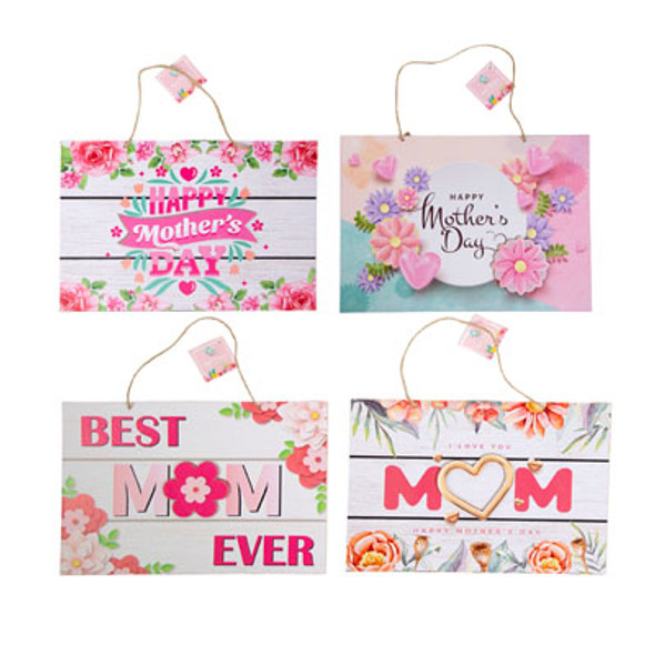 MOTHERS DAY WALL PLAQUE 4AST EMBELLISHED 13.39X9.45IN PAPER/MDF COMPLY LABEL/HT