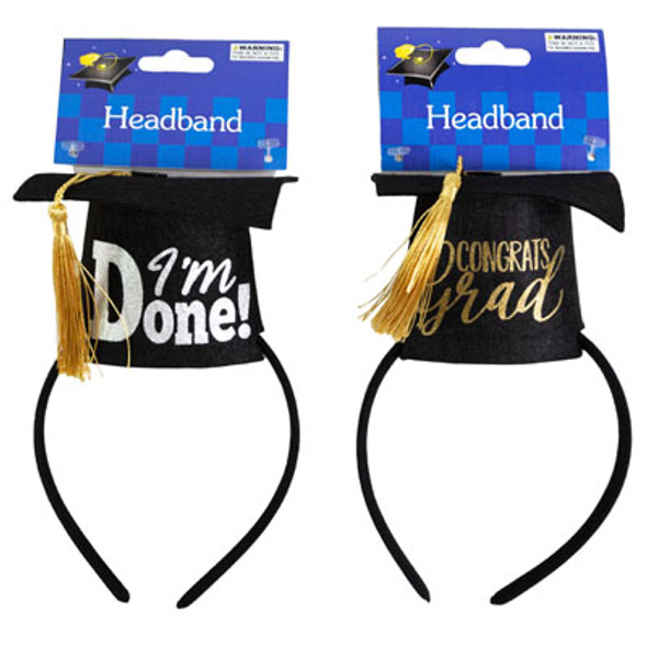 GRADUATION HEADBAND 2AST CAP W/TASSEL JHOOK/HANGTAG