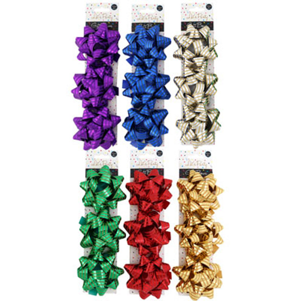 GIFT BOW 3CT 3.5IN STRIPE 6AST COLORS PARTY BACKER CARD GIFT BOW 3CT 3.5IN STRIPE 6AST COLORS PARTY BACKER CARD