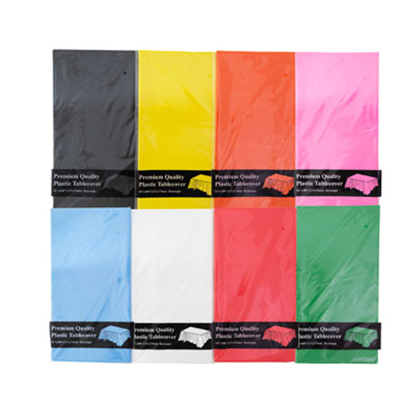 TABLECOVER 54X108 PE PLASTIC 8ASST SOLID COLORS/PRNTD PB TABLECOVER 54X108 PE PLASTIC 8ASST SOLID COLORS/PRNTD PB