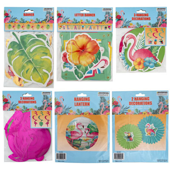 LUAU HANGING DECOR 6AST BANNERS/SWIRL/LANTERN/FAN LUAU HANGING DECOR 6AST BANNERS/SWIRL/LANTERN/FAN
