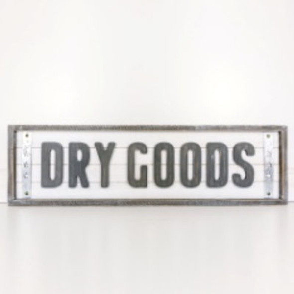 WALL DECOR 36X10 DRY GOODS WOOD FRAMED WHITE/GRAY ($50.00)
