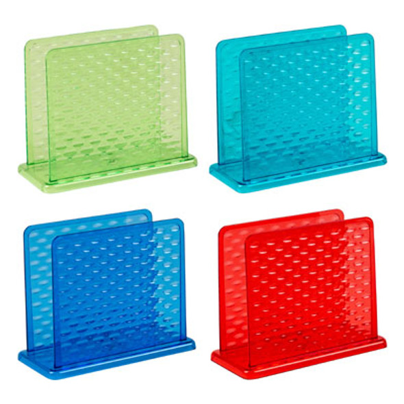 NAPKIN HOLDER PLASTIC W/PEBBLED FINISH IN 4 SUMMER TINTS S/S LBL