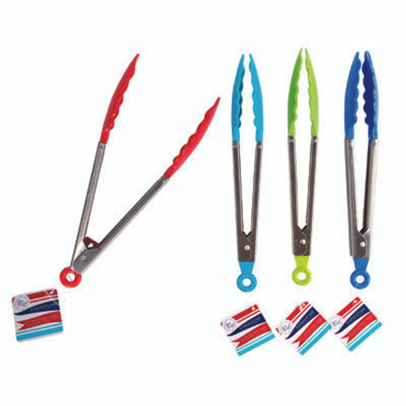 TONGS METAL W/PP HEAD 4AST SUMMER COLORS 10.125INL/HT