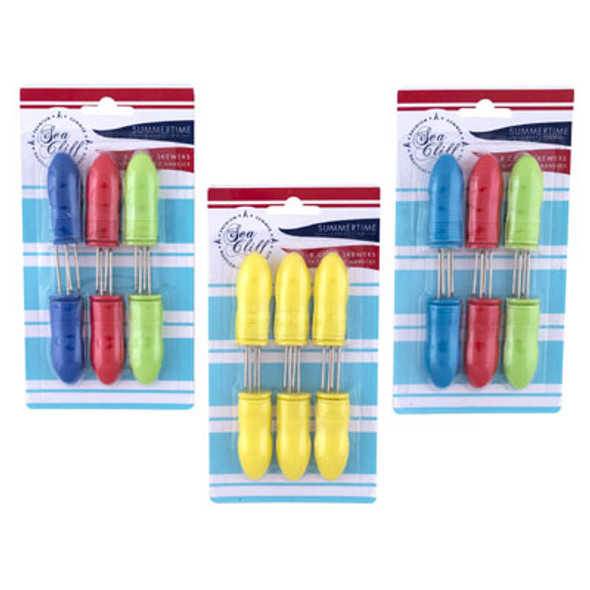 CORN SKEWERS 6PK SOFT GRIPHANDLE 3AST 24PC PDQ SUMMER BLC12PC YELLOW/6PC EA MULTI CLR CORN SKEWERS 6PK SOFT GRIPHANDLE 3AST 24PC PDQ SUMMER BLC12PC YELLOW/6PC EA MULTI CLR